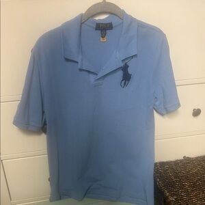 Polo by Ralph Lauren Men's Sky Blue Short Sleeve Polo with Navy Logo